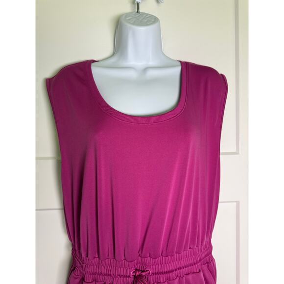 Lou & Grey Luvstretch Tank Dress MED Drawstring Waist Sleeveless Pink Active - Picture 3 of 11
